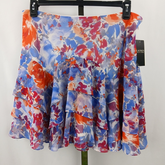 Lauren Ralph Lauren Womens Tiered Floral Georgette Ruffle Skirt Size 14 NWT #A1 - Picture 5 of 10